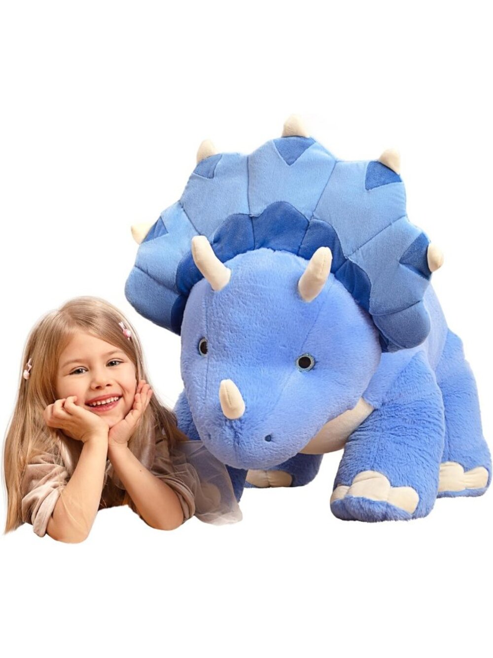 Giant 30" Triceratops Dinosaur Plush Toy | Zipper-Free Stuffed Animal for Kids